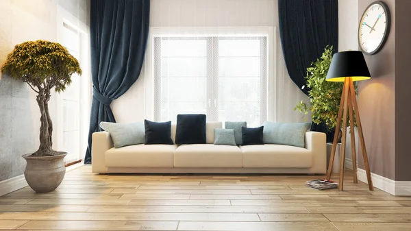 Oturma odası koltuk 3d render ile