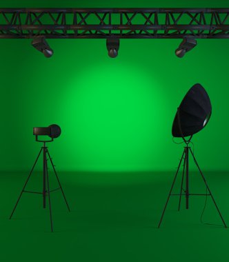 Vintage yeşil sahne ağaç spot altında 