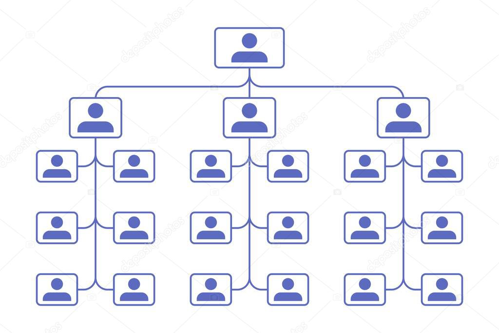 Organization Chart of Company or Government Hierarchy. Corporate Structure Flat Vector Illustration.