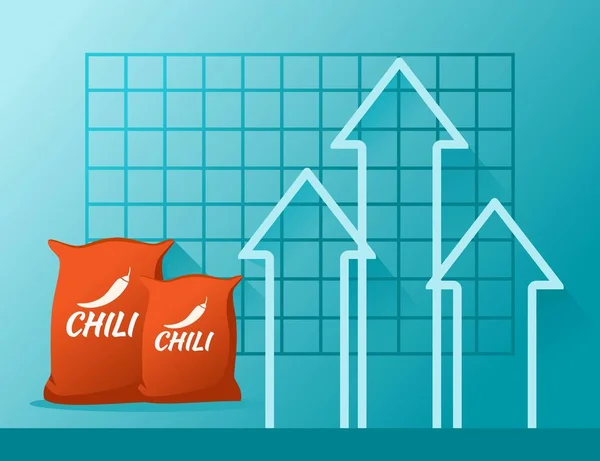 Valor Del Precio Del Chile Pimiento Rojo Aumento Demanda Bursátil — Archivo Imágenes Vectoriales