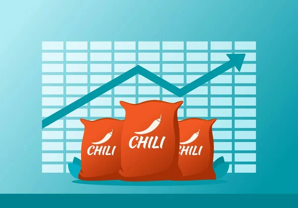 Chili ya da Red Pepper Fiyat Piyasa Değeri Artan Roket İstatistik Raporu Grafik Çizelgesi Çizelgesi Çizim Vektörü. 