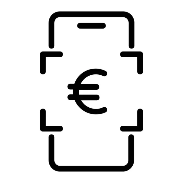 Euro Digital Money Payment Scan Icon — Archivo Imágenes Vectoriales