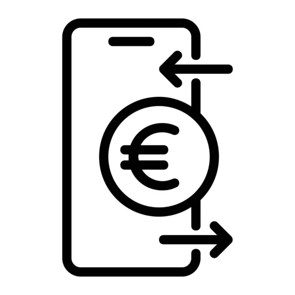 Euro Transacción Través Del Icono Del Teléfono Móvil — Vector de stock