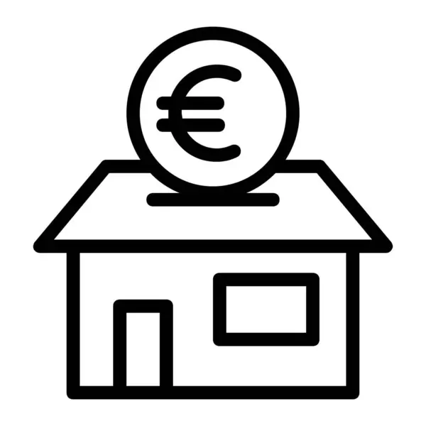 Euro Geld Besparen Voor House Icon — Stockvector
