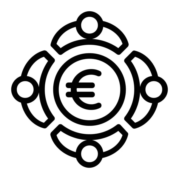 Crowdfund Euro Money Pictogram — Stockvector