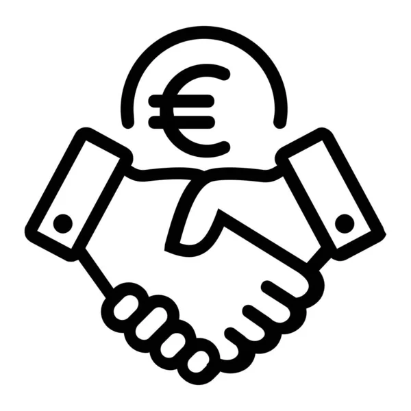Euro Business Deal Partnership Handshake Icona — Vettoriale Stock