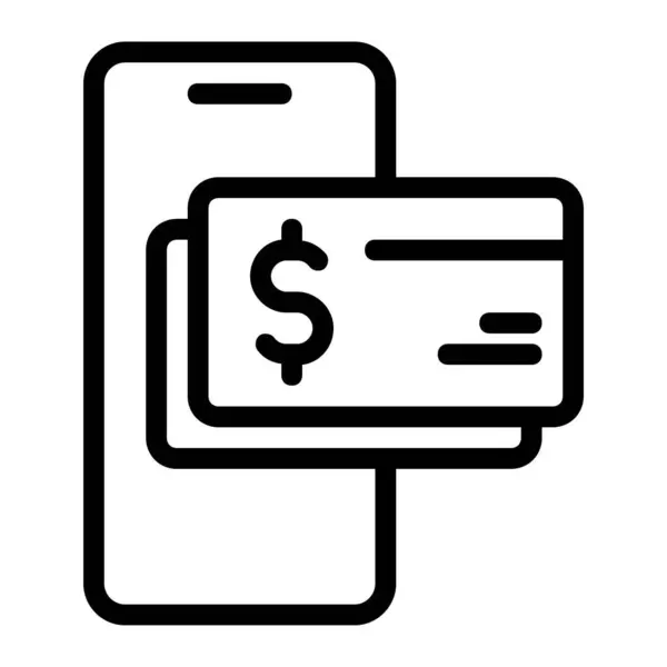 Dollar Digital Debit Card Integrated Mobile Phone Icon — Stock Vector