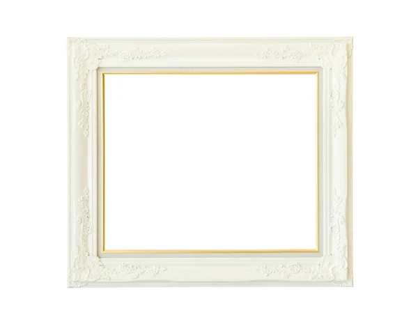 Vintage witte houten afbeeldingsframe geïsoleerd op wit — Stockfoto