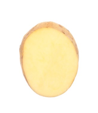 dilimlenmiş patates üzerine beyaz izole