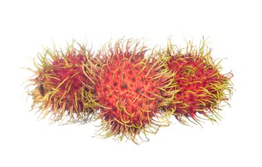 Üç rambutans beyaz arka plan üzerinde izole