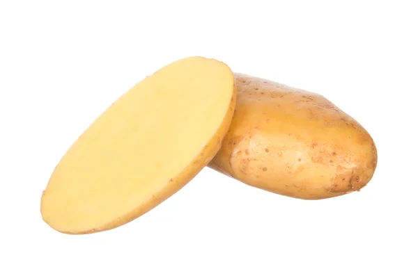 Batata fatiada isolada em branco — Fotografia de Stock