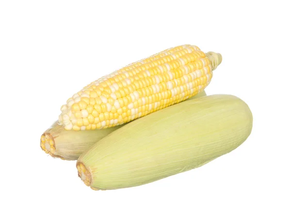 Три кукурудзи ізольовані на білому — стокове фото