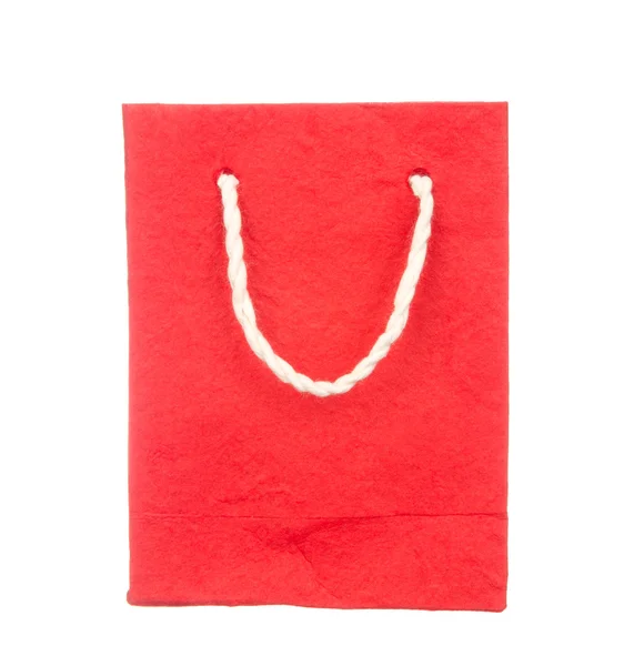 白で隔離赤いクワ紙袋 — ストック写真