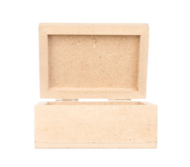 Beyaz izole açık ahşap kutu