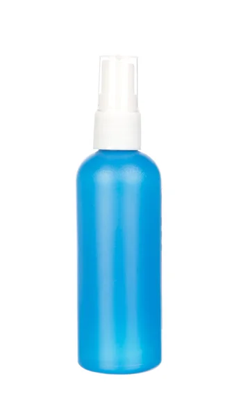 Recipiente azul de frasco de spray isolado em branco — Fotografia de Stock