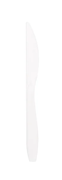 Cuchillo plástico blanco aislado sobre fondo blanco — Foto de Stock