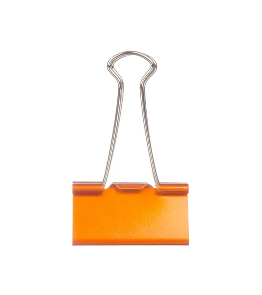 Clip di carta arancione isolato su bianco — Foto Stock