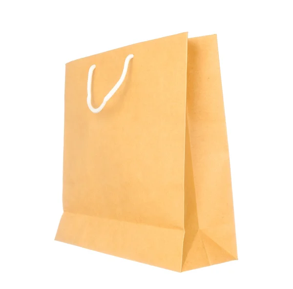 Empty brown paper bag isolated on white — Stock Photo, Image