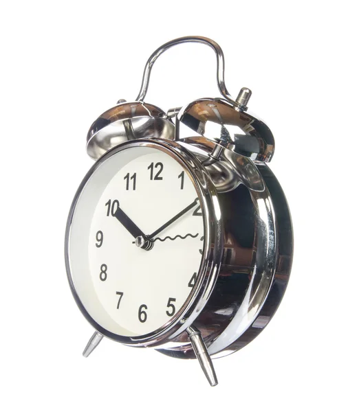 Relógio de alarme vintage isolado no branco — Fotografia de Stock