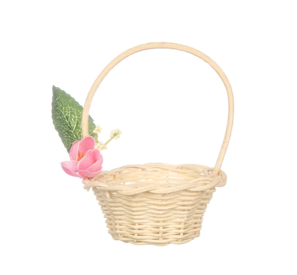 Basket with flower isolated on white — Stock Photo, Image