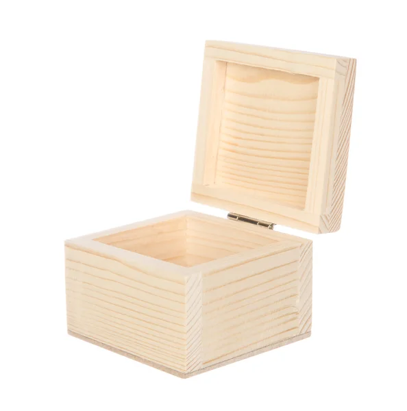 Caja de madera abierta aislada en blanco — Foto de Stock