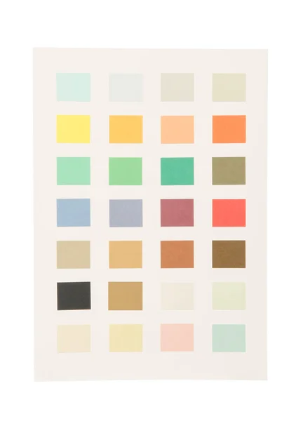 Amostras de cor em papel branco isolado em branco — Fotografia de Stock