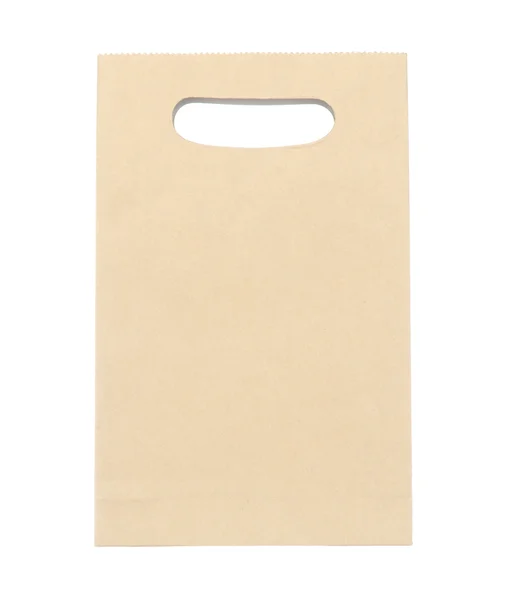 Beyaz izole boş kahverengi kağıt torba — Stok fotoğraf