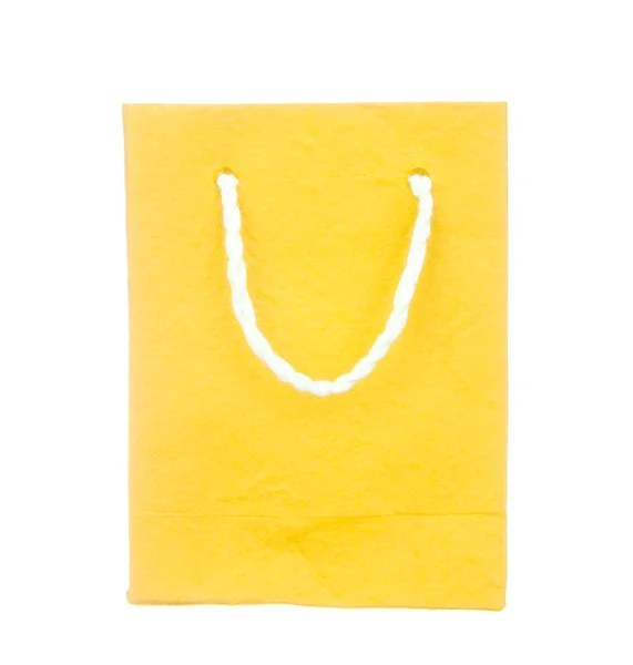 黄桑纸袋上白色孤立 — 图库照片