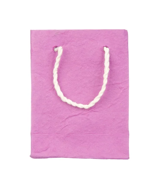 Bolsa de papel morera rosa aislada en blanco — Foto de Stock
