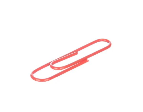 Red paper clip isolated on white — Stock Photo, Image