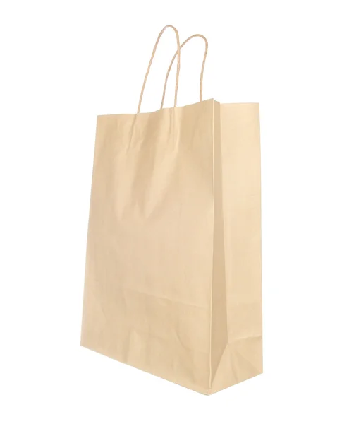 Empty brown paper bag isolated on white — Stock Photo, Image