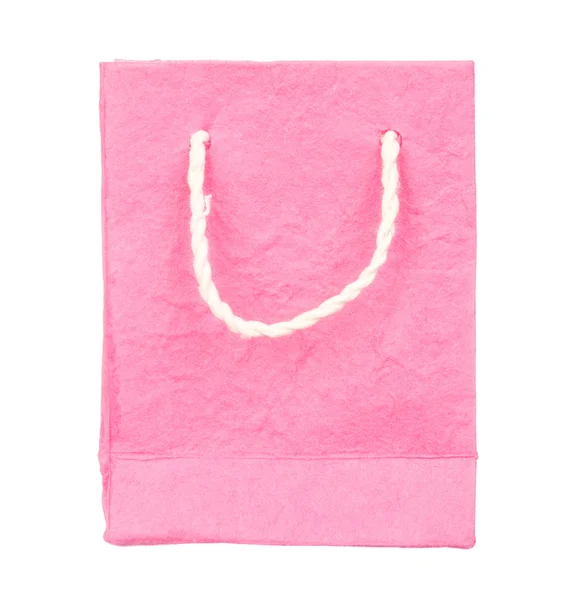 Bolsa de papel morera rosa aislada en blanco — Foto de Stock