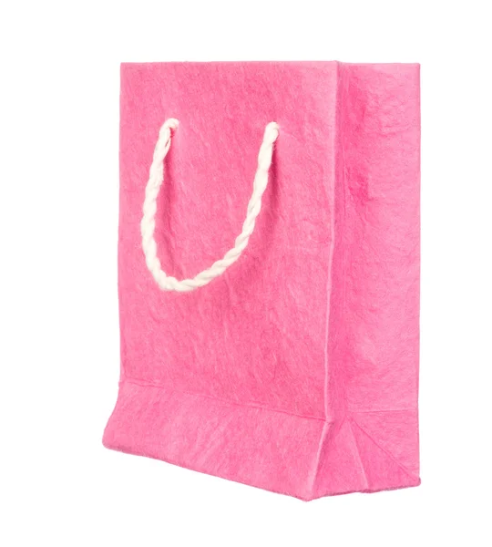 Bolsa de papel morera rosa aislada en blanco — Foto de Stock