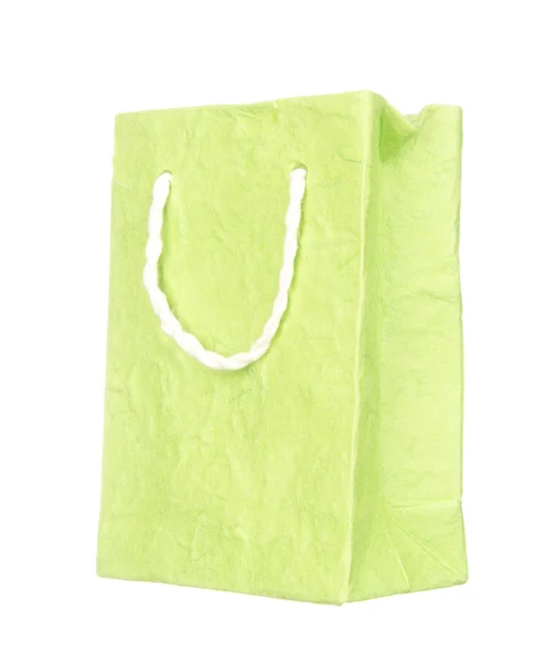 Sac en papier de mûrier vert isolé sur blanc — Photo