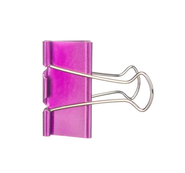 Purple paper clip isolated on white — Stock Photo, Image