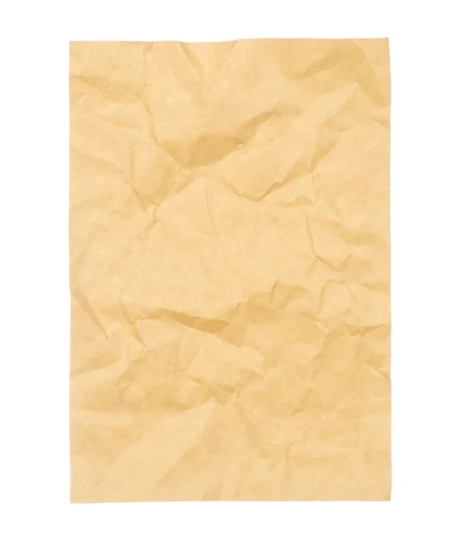 Vintage carta marrone accartocciato isolato su bianco — Foto Stock