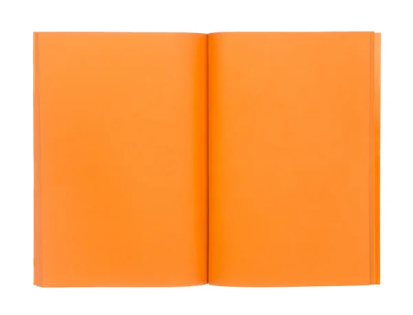 Livre orange ouvert isolé sur blanc — Photo