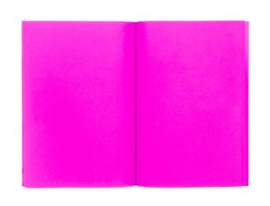 Açık renkli pembe kitap üzerinde beyaz izole