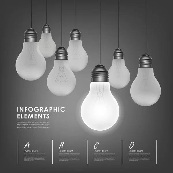 Konzept Glühbirne abstrakte infografische Elemente — Stockvektor