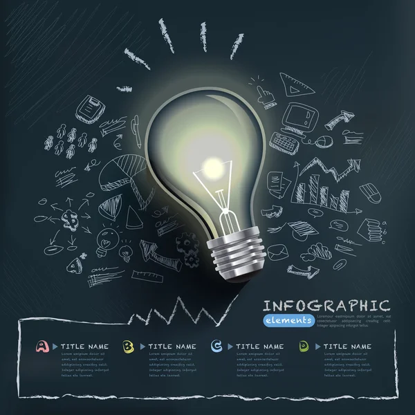 Creatieve infographics sjabloon met lamp — Stockvector
