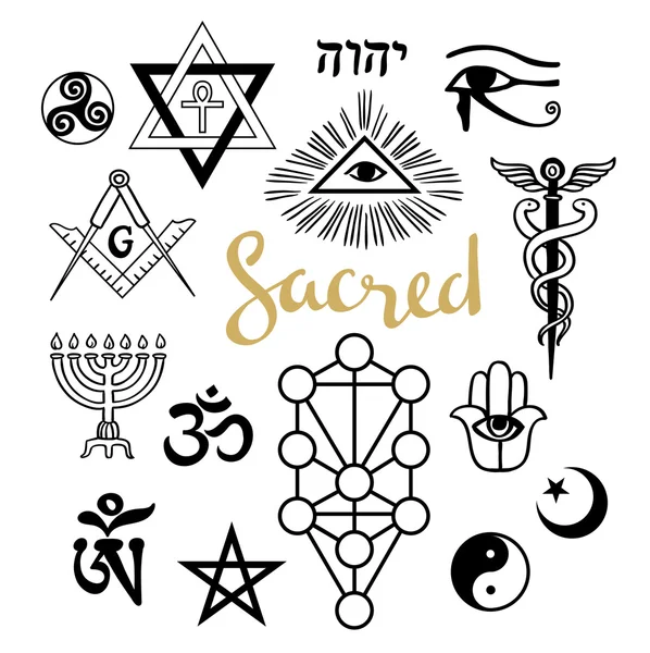 Set di antichi simboli sacrali — Vettoriale Stock