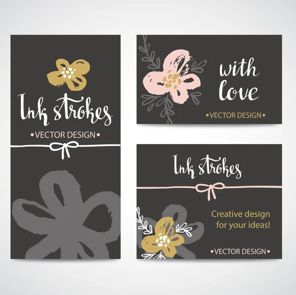 Flores pintadas rosas y doradas — Vector de stock