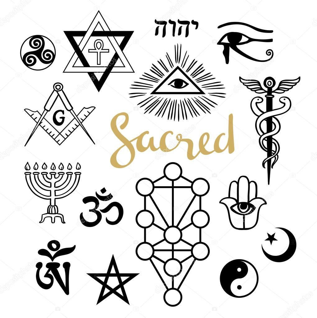 Set of ancient sacral symbols