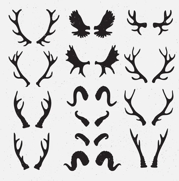 Horns set silhouette — Stock Vector