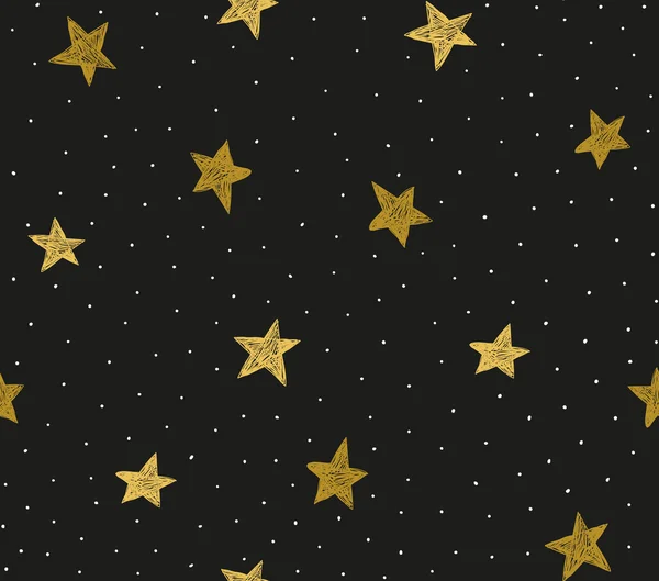 Seamless pattern with chaotic dots and stars — Stock Vector