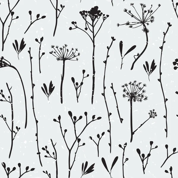 Nahtloses Muster mit Silhouetten von Blumen — Stockvektor
