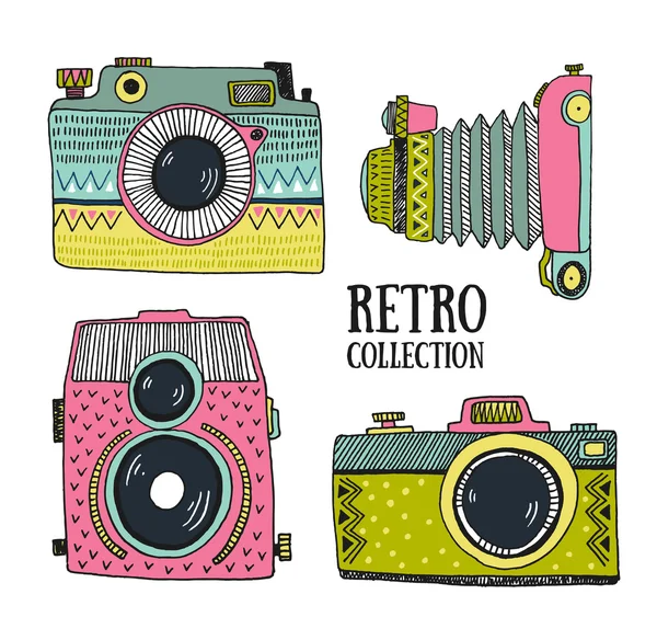 Cámaras de fotos retro conjunto — Archivo Imágenes Vectoriales