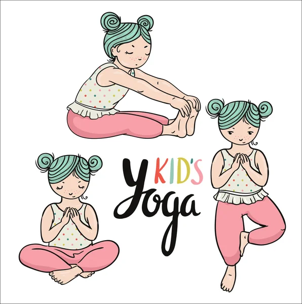 Kind yoga. Gymnastiek voor kinderen. — Stockvector