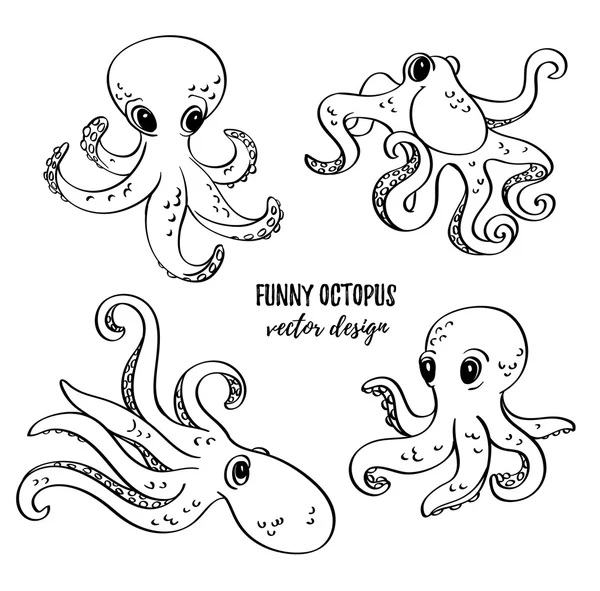 Roztomilý kreslený oktopuses — Stockový vektor