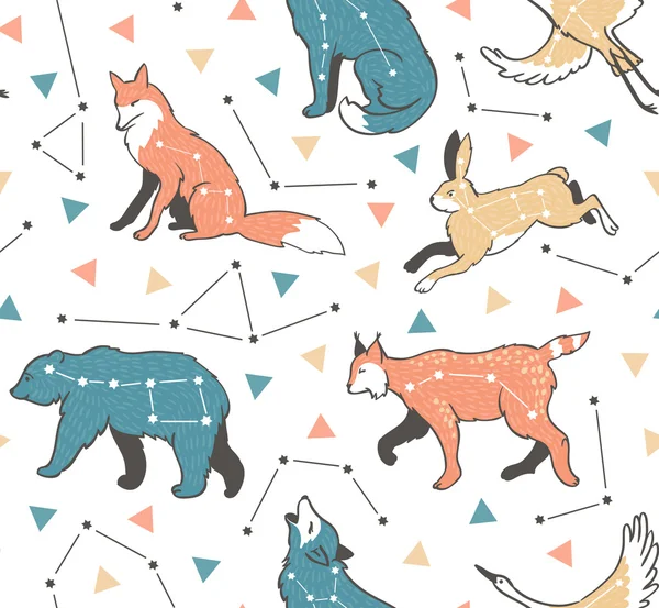 Seamless pattern with star animals — Stock Vector